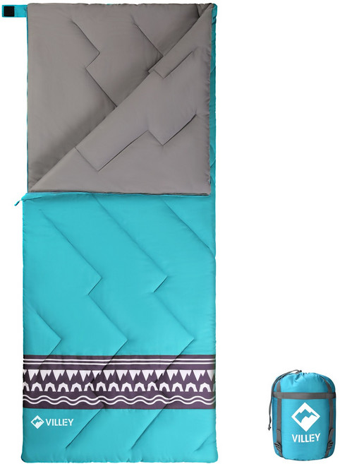 VILLEY 초경량 침낭 캠핑 이블 1600g 2인 가능 캠핑용품, 1개, 블루