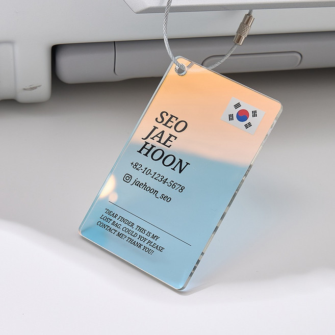 오로라 하프미러 캐리어네임택 러기지택 골프네임택 여행가방 이름표 주문제작 특수 강화 아크릴