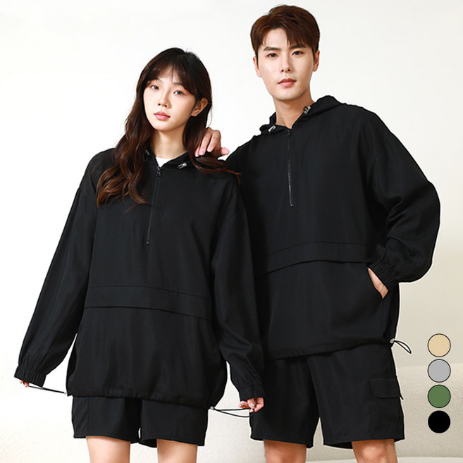 텐클로 빅사이즈 (상의 90~140) 남녀공용 바람막이 아노락 반바지 상하 세트