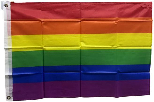 무지개 깃발 폴리에스터깃발 60x90cm 구리고리 이중스티치, 1개, Multicolor