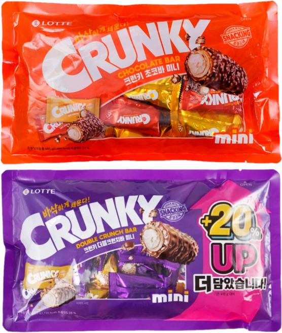 롯데 크런키 초코바 미니 + 크런키 더블크런치바 미니, 1세트, 918g