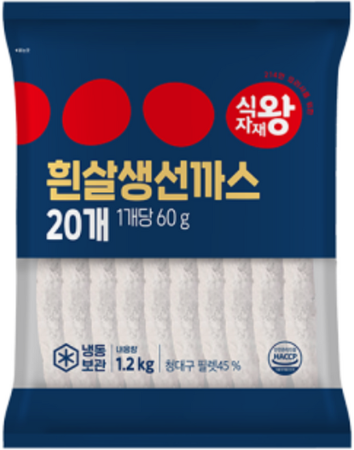 식자재왕 흰살생선까스, 1개, 1.2kg
