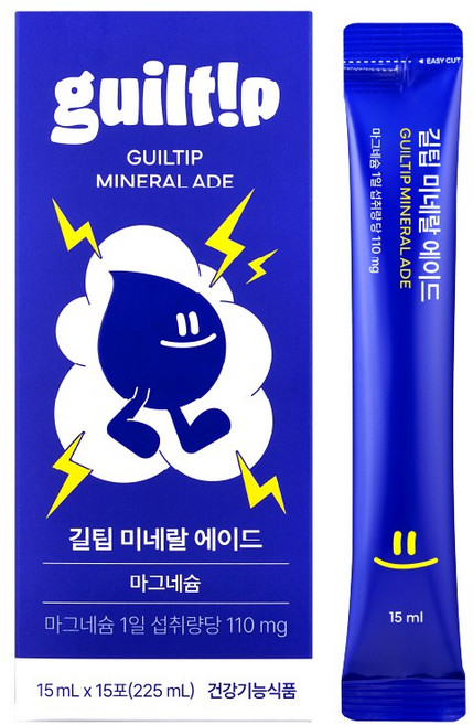 길팁 미네랄 에이드 미네랄 워터 영양제 레몬맛, 1박스, 15회분