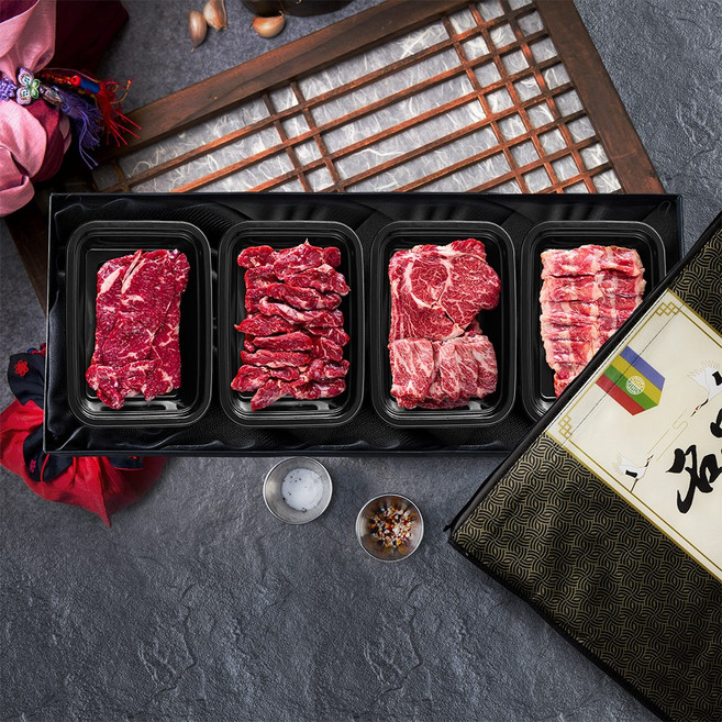 타우한우 1+등급 프리미엄 감사세트 구이1.2kg {(꽃등심150g+갈비살150g)+특수300g+채끝300g+차돌300g}, 1세트