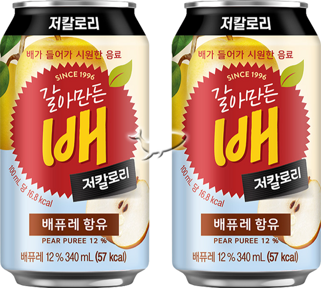 갈아만든배 저칼로리 340ml 6캔, 6개