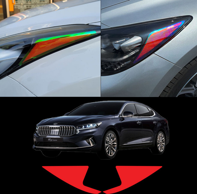 K7프리미어 헤드라이트 리플렉터 스티커필름 차량한대분, 카멜레온그린K7프리미어, 1세트
