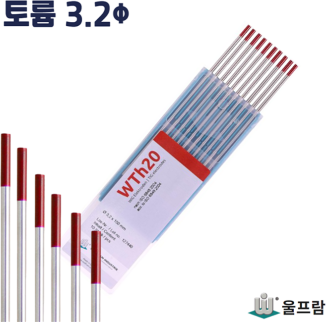 텅스텐봉 토륨 적색 1.6/2.0/2.4/3.2/4.0 전극 용접봉, 1개, 토륨(적색) 3.2Φ