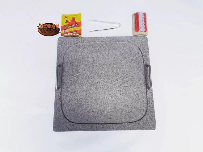 돌구이판 고기불판 가정용 바베큐 삼겹살 대형, 40cmx40cm 정사각형 손잡이 포함, 1개, 1cm