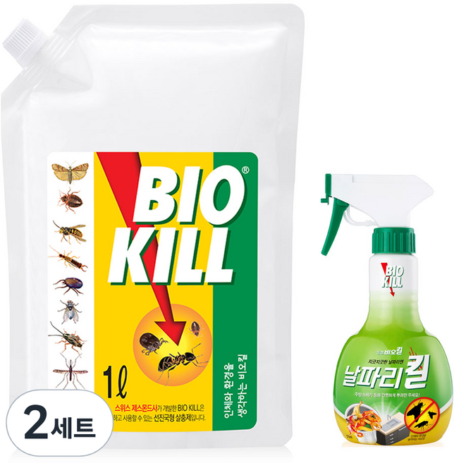 비오킬 날파리킬 살충제 370ml + 파우치 1L 세트, 2세트
