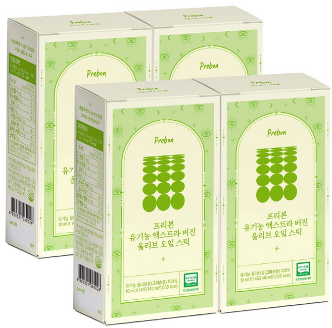 [공복루틴] 프리본 그리스 산도 0.08% 유기농 엑스트라버진 올리브오일 스틱, 4개, 140ml