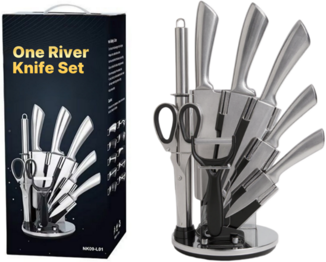 원리버 올스텐 칼 블럭 8종세트, 칼5종 + 가위 + 채칼 + 샤프너, 1세트