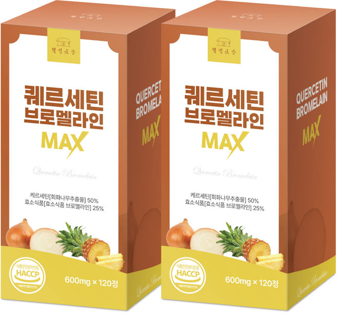 웰빙곳간 퀘르세틴 브로멜라인 MAX 회화나무추출물 효소 고함량 18000mg, 2개, 120정