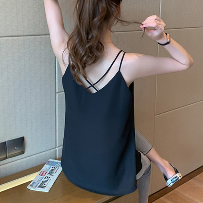 소복이네 여성 쉬폰 나시 브이넥 민소매 끈나시 이너 루즈핏 와이드 나시티 고퀄리티