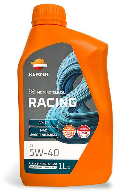 REPSOL Racing 4T 5W-40 全合成摩托車機油 適用四行程引擎, 1個, RACING 5W40