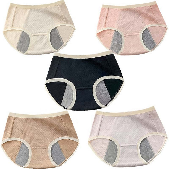 햄라인 여성 샘 방지 생리 팬티 위생 방수 팬티 5종 세트