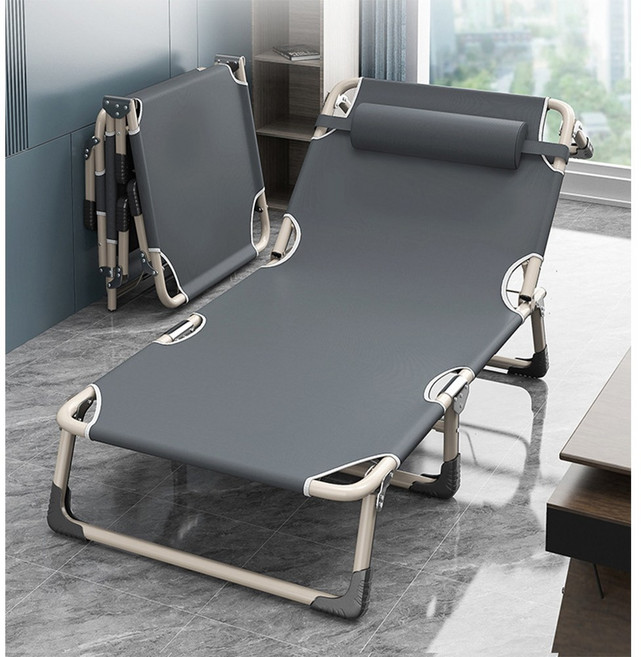 휴대용 접이식 침대 1인용 캠핑 사무실, 블랙