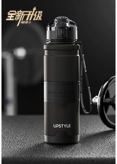 UPSTYLE 運動水壺 美國Tritan進口材質 防摔 便攜, 磨砂黑 1000ml（直飲款）, 1個, 1L