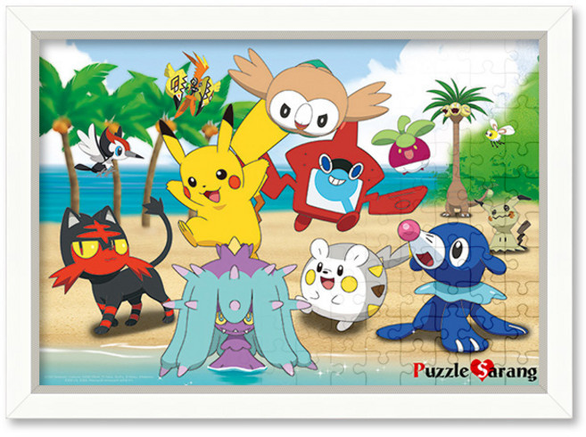 100피스 직소퍼즐+액자세트 - 포켓몬스터썬앤문 친구들(큰조각) (액자포함), 액자색상선택, 1세트