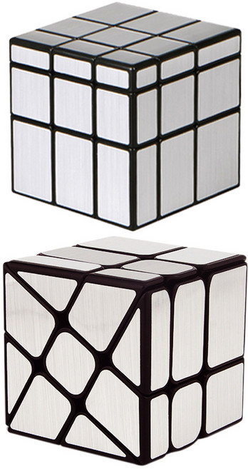 미러 큐브 2x2 3x3 세트 메탈릭 매직 cube 사각 메탈 레이저 블럭 장난감 거울 루빅스 선수용 스피드 큐빙 루빅 전문가 기어 키덜트 취미 용 퍼즐, 1세트, R99738S(실버 2개, 1세트