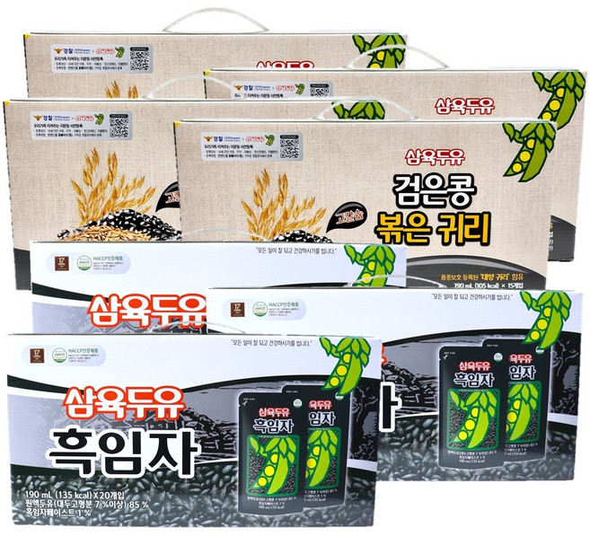 삼육두유 검은콩 볶은귀리 60팩 + 흑임자두유 45팩 총105팩, 1세트, 190ml, 105개