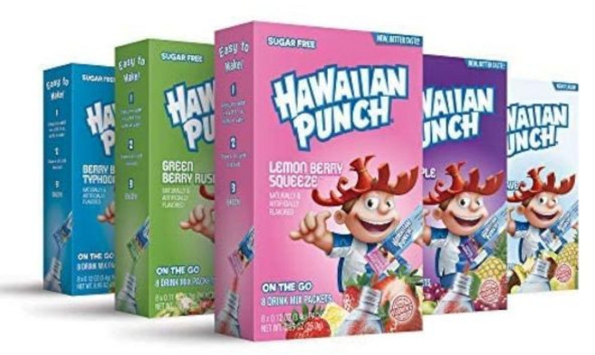 HAWAIIAN PUNCH 아이스티 에이드 원액 분말 가루 하와이안 펀치 파라다이스 다양팩 파우더 음료 믹스 5상자 40개 스틱 무설탕 맛있음 비타민 C 우수 공급원 40잔의, 1개, 7g, 1개입