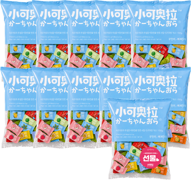 샤오커오라 민트향 비타민C 과일 12종 믹스 베트남 무설탕 사탕 캔디, 100g, 11개