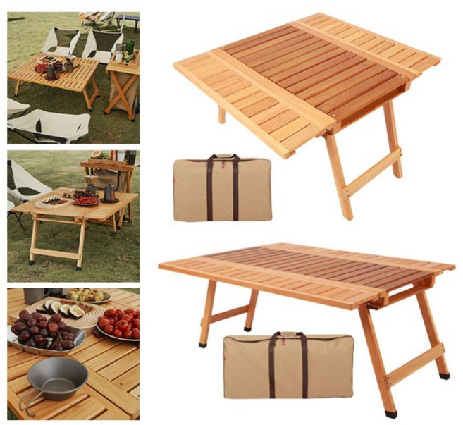 접이식 캠핑 테이블 나무 야외 피크닉 뒤뜰 백패킹, 1개, 1. 78.5cmx69.5cmx43.6cm