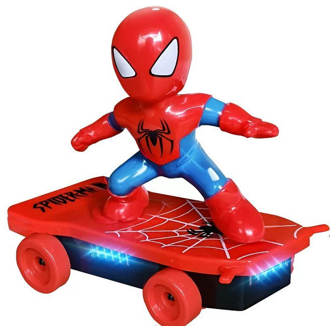 蜘蛛人滑板壓鑄玩具, 红色蜘蛛人【贈1充電器+3節充電電池】, 1個