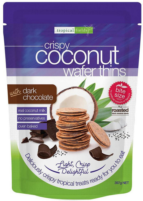영국 트로피컬 필드 Tropical Fields Wafer 크리스피 코코넛 다크 초콜릿 와퍼 씬, 397g, 1개
