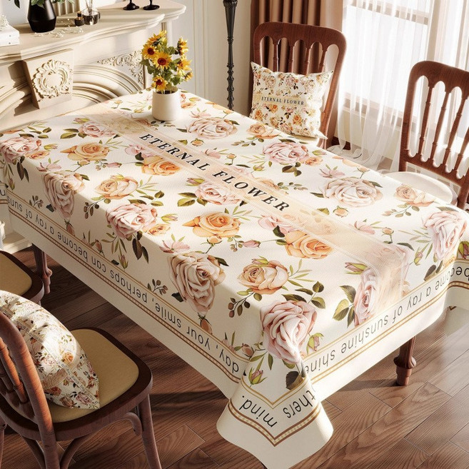 심플하고 고급스러운 테이블보 방수 방유 방진 티 테이블보, 80*120, 베니 핑크 로즈