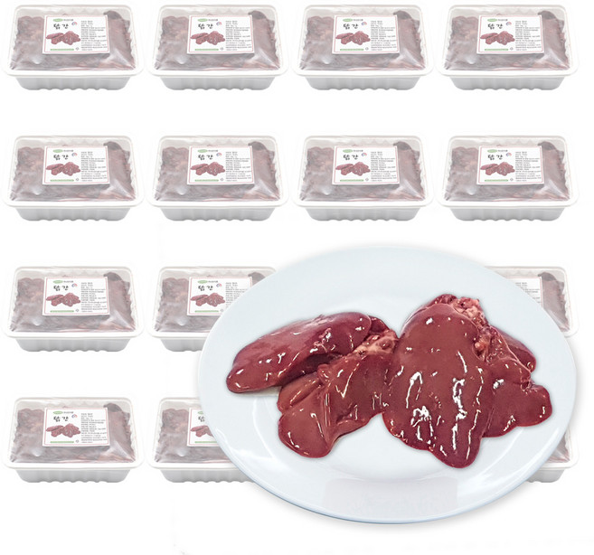 가나안식품 [도매] 닭간 18팩 대용량 업소용 국내산 닭내장 특수부위, 1kg, 18개