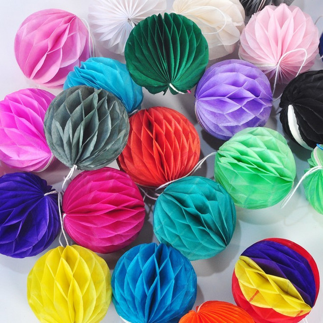 [1+1] 생일 페이퍼휠 페이퍼벌룬 꽃볼 페이퍼허니컴볼 6cm, 레인보우, 2개