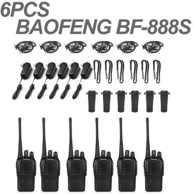 무전기 MERODITH 워키토키 양방향 라디오 장거리 무선 세트 UHF 커뮤니케이터 이어피스 추가 888S 6 개, Usb plug, 2) 6pcs add earpiece  Usb plug, 1개