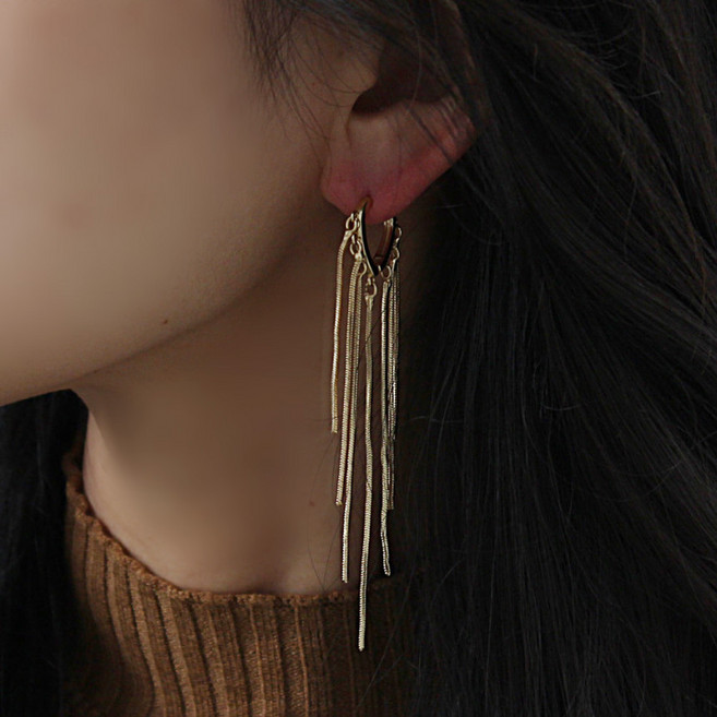 블링코기 s925 체인 드롭 원터치 롱귀걸이 스테리 CI068