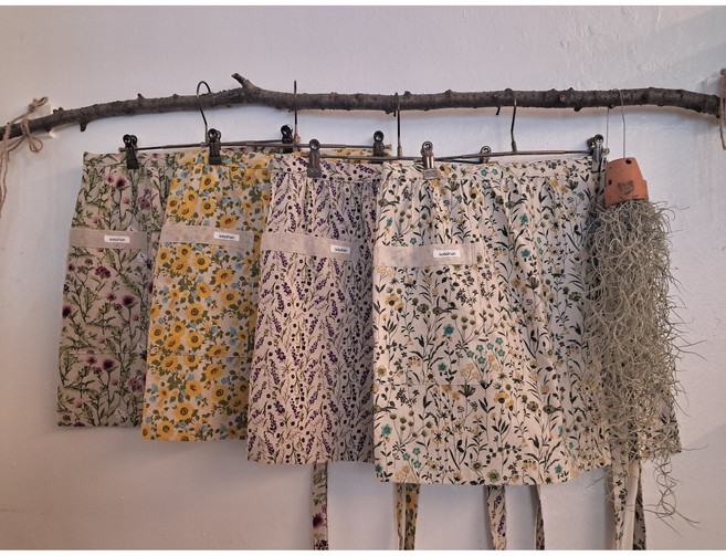 소소한 핸드메이드 린넨 플라워 허리 앞치마, 1개, 1. 프렌치플로라