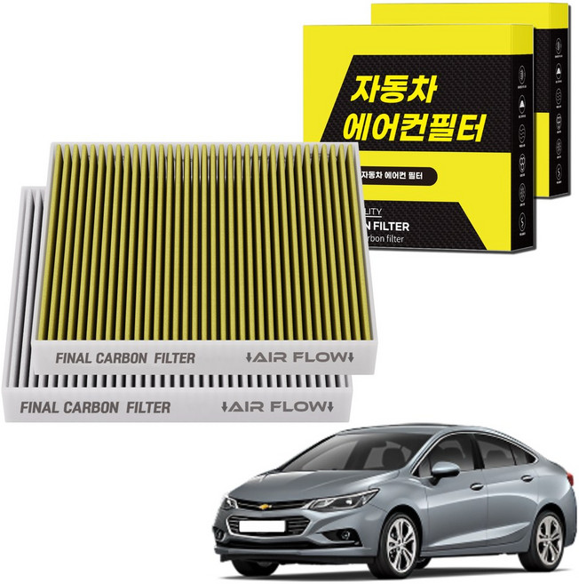 1+1 자동차 에어컨필터 그린 활성탄 냄새차단 순정형 PM, 2개, 올뉴 크루즈 (17~19) [FCA-19]