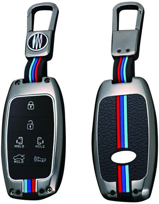 기아 자동차 스마트 키케이스 차 메탈 키홀더 키링 키커버 올뉴카니발 더뉴카니발, A TYPE 01 그레이(6버튼), 그레이