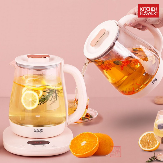 키친플라워 1.8L 대용량 티포트 무선 전기 커피 차 분유 주전자 포트, 티포트TP1800GB