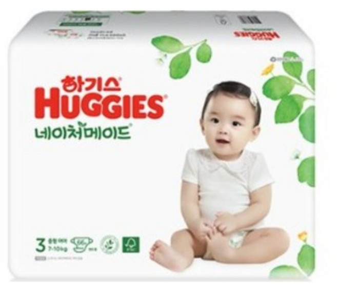 2021 신형 하기스 네이처메이드 밴드형 기저귀 여아용 중형 3단계(7~10kg), 3단계, 198매