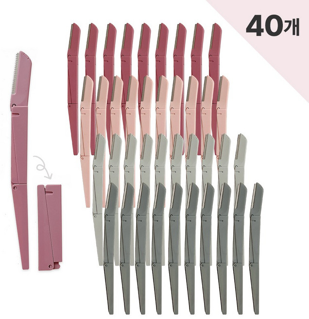 신도프라임 두번접는 눈썹칼 40개 혼합색상, 1세트