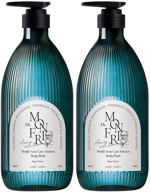 먼프리 시카케어 아크네 피지감소 98% 여드름 바디워시 남배우 Pick 아쿠아포레스트향, 2개, 1.059L - 쿠팡