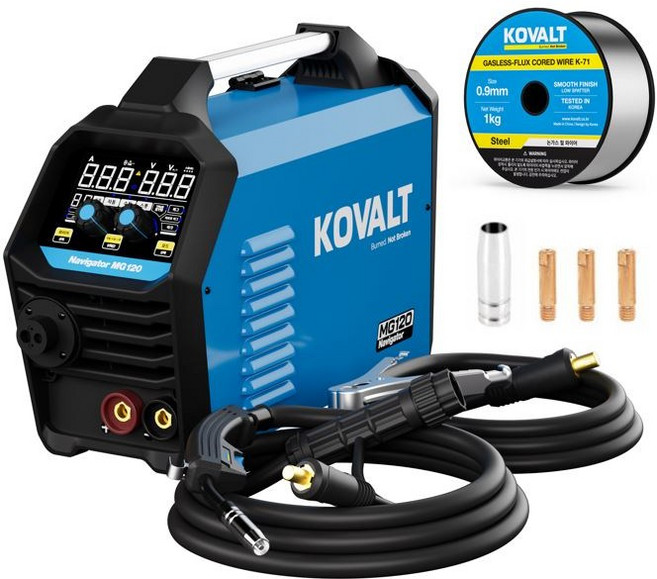 코발트 논가스 인버터 용접기 MG120 네비게이터 3세대 공구왕 황부장 세트 220V 가정용 휴대용 전기 아크 용접 겸용, 1세트, 정품MG120+토치3M/어스2M케이블+철용접봉 풀세트