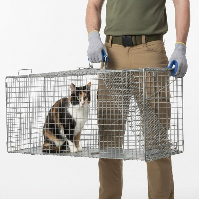 고양이 강아지 포획망 트랩 유기견 유기묘 창고안 고양이 들짐승 뉴트리아 안전 포획틀, 원터치 43실버포획망, 1개
