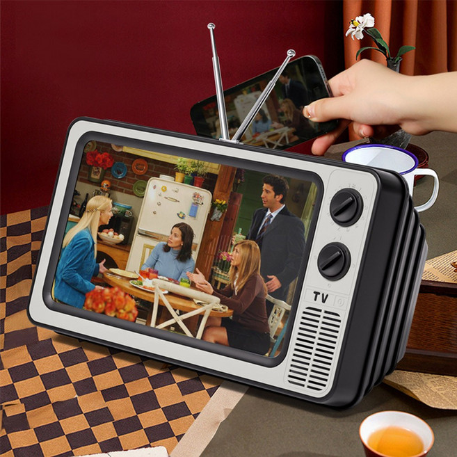 캠핑지구 스마트폰 확대스크린 핸드폰 휴대폰 확대경 돋보기 아날로그TV형, 확대스크린(우드TV형), 1개, 4.30순차발송