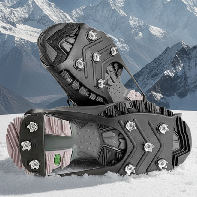 [낙상예방] 다온미 등산 아이젠 낙상방지 도시형 스파이크 8핀 4P, 블랙