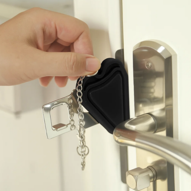 잉글리쉬베이 여행용 도어잠금장치 도어락 블랙 1P, 1개