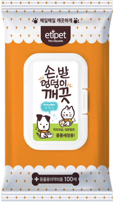 에티펫 손발 엉덩이 물티슈 100매, 1개, 1개입