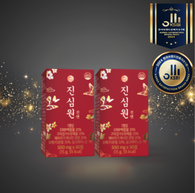 진앤 진심원 레시틴 오메가3 구아검 가수분해물 실크펩타이드 erbp 복합물, 2개, 30정