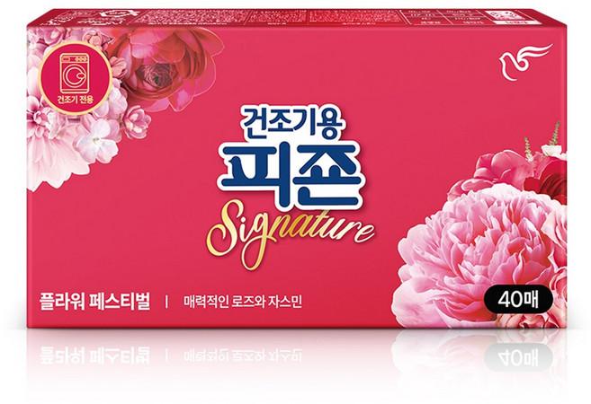 건조기용 피죤 드라이시트 섬유유연제 시그니처플라워 페스티벌 40매, 40개입, 12개