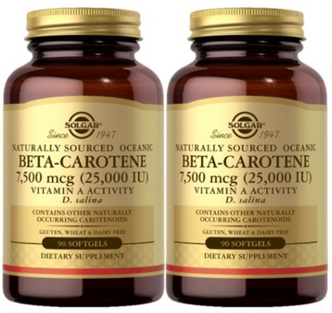 솔가 내추럴 오셔닉 베타-카로틴 25000 IU 글루텐 프리 무설탕 소프트젤, 2개, 90정